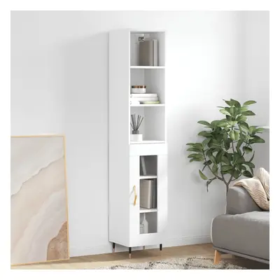 vidaXL Skříň highboard bílá s vysokým leskem 34,5x34x180 cm kompozit