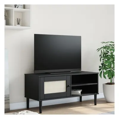 vidaXL TV skříňka SENJA ratanový vzhled černá 106x40x49 cm borovice