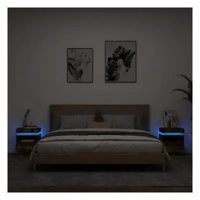 vidaXL Noční stolky s LED osvětlením 2 ks kouřový dub 40x39x48,5 cm