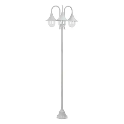 vidaXL Zahradní sloupová lampa 3 ramena E27 220 cm hliník bílá