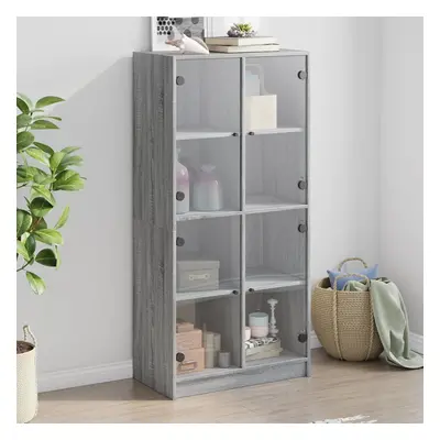 vidaXL Highboard s dvířky šedý sonoma 68x37x142 cm kompozitní dřevo