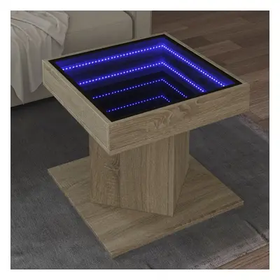 vidaXL Konferenční stolek s LED dub sonoma 50 x 50 x 45 cm kompozit