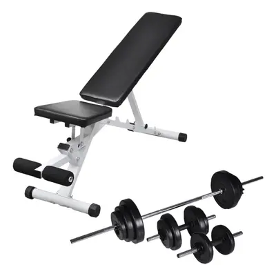 vidaXL Posilovací lavice se sadou činek barbell a dumbbell 30,5 kg