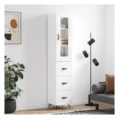 vidaXL Skříň highboard bílá s vysokým leskem 34,5x34x180 cm kompozit