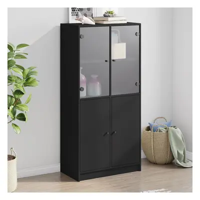 vidaXL Highboard s dvířky černý 68 x 37 x 142 cm kompozitní dřevo