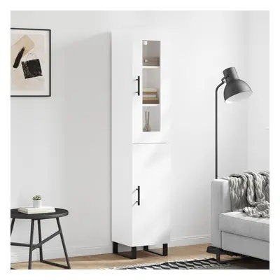 vidaXL Skříň highboard bílá s vysokým leskem 34,5x34x180 cm kompozit