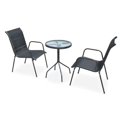 vidaXL 3dílný bistro set ocelový černý