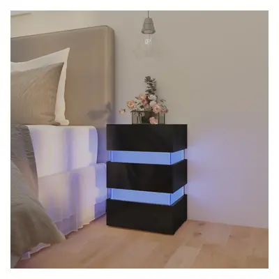 vidaXL Noční stolek s LED lesklý černý 45x35x67 cm kompozitní dřevo