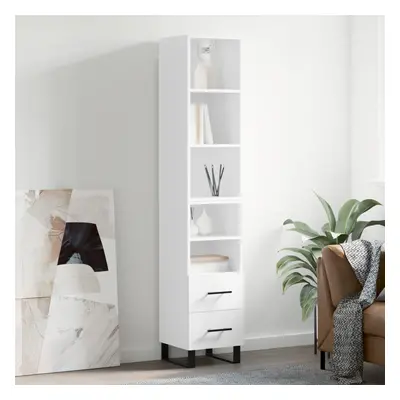 vidaXL Skříň highboard bílá s vysokým leskem 34,5x34x180 cm kompozit