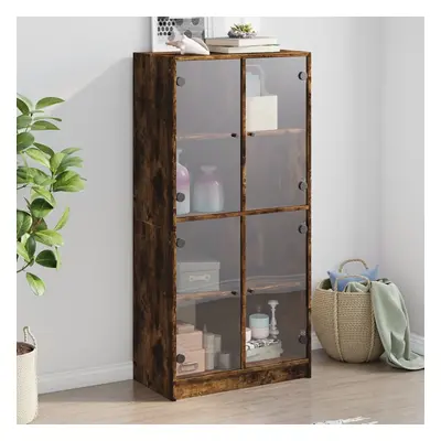 vidaXL Highboard s dvířky kouřový dub 68x37x142 cm kompozitní dřevo