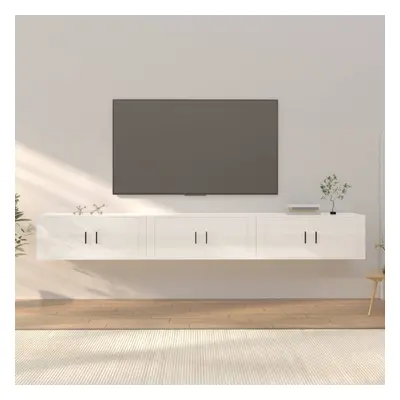 vidaXL Nástěnné TV skříňky 3 ks bílé s vysokým leskem 100x34,5x40 cm