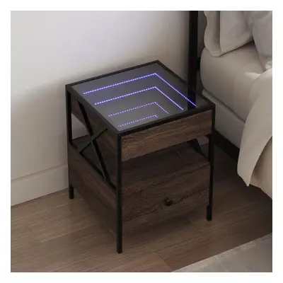 vidaXL Noční stolek s Infinity LED hnědý dub 40 x 40 x 51 cm