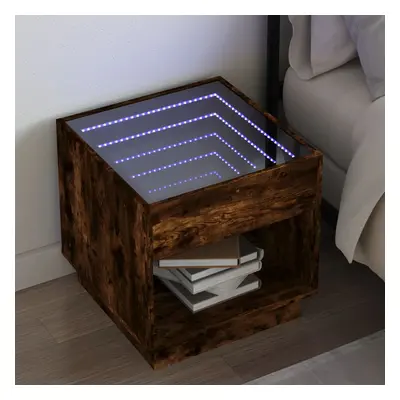 vidaXL Noční stolek s Infinity LED kouřový dub 50 x 50 x 50 cm