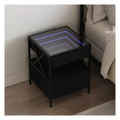 vidaXL Noční stolek s Infinity LED černý 40 x 40 x 51 cm