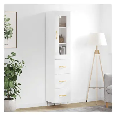 vidaXL Skříň highboard bílá s vysokým leskem 34,5x34x180 cm kompozit