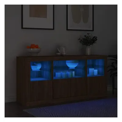 vidaXL Příborník s LED osvětlením hnědý dub 142,5 x 37 x 67 cm