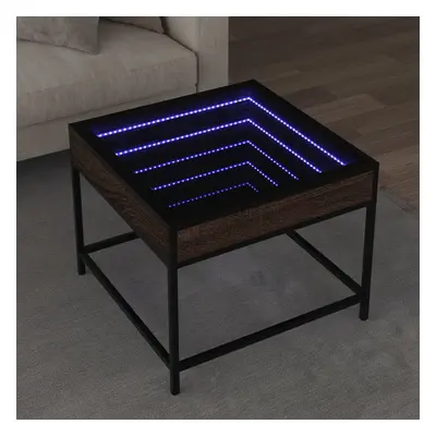 vidaXL Konferenční stolek s Infinity LED hnědý dub 50 x 50 x 41 cm