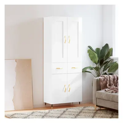 vidaXL Skříň highboard lesklá bílá 69,5 x 34 x 180 cm kompozitní dřevo