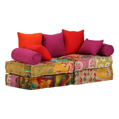 vidaXL 2místný modulární pouf patchwork textil