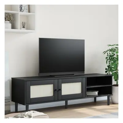 vidaXL TV skříňka SENJA ratanový vzhled černá 158x40x49 cm borovice