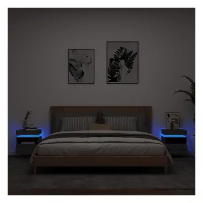 vidaXL Noční stolky s LED osvětlením 2 ks šedé sonoma 40x39x48,5 cm