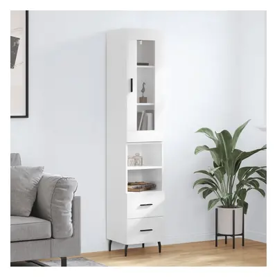 vidaXL Skříň highboard bílá s vysokým leskem 34,5x34x180 cm kompozit