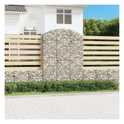 vidaXL Klenutý gabionový koš 150 x 50 x 200/220 cm pozinkované železo