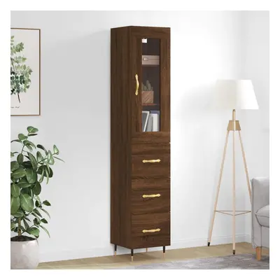 vidaXL Skříň highboard hnědý dub 34,5 x 34 x 180 cm kompozitní dřevo