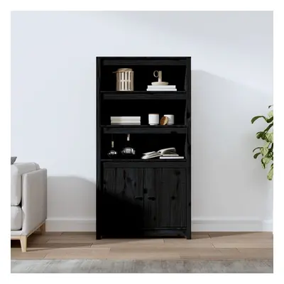 vidaXL Skříň highboard černá 80 x 35 x 154 cm masivní borové dřevo