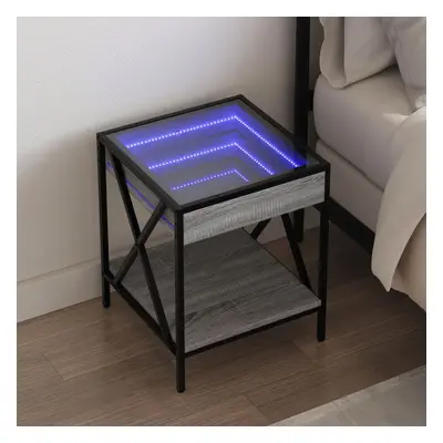 vidaXL Noční stolek s Infinity LED šedý sonoma 40 x 40 x 49 cm