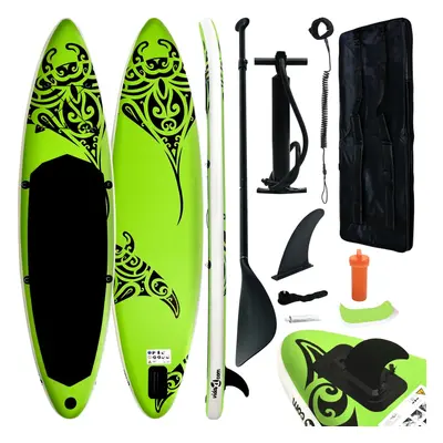 vidaXL Nafukovací SUP paddleboard s příslušenstvím 366x76x15 cm zelený