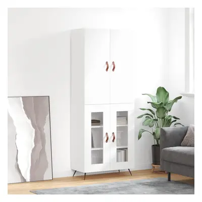 vidaXL Skříň highboard lesklá bílá 69,5 x 34 x 180 cm kompozitní dřevo