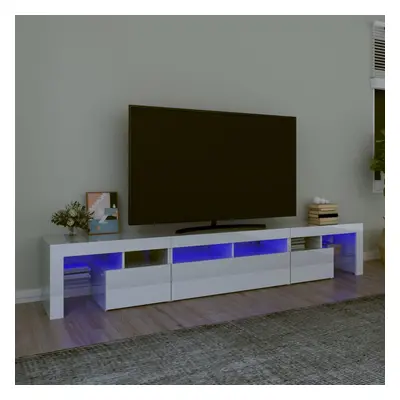 vidaXL TV skříňka s LED osvětlením bílá vysoký lesk 230x36,5x40 cm