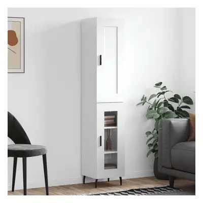 vidaXL Skříň highboard bílá s vysokým leskem 34,5x34x180 cm kompozit