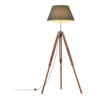 vidaXL Stojací lampa stativ medově hnědá a černá masivní teak 141 cm