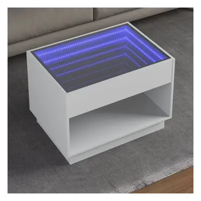 vidaXL Konferenční stolek s Infinity LED bílý 70 x 50 x 50 cm