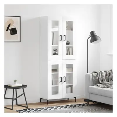 vidaXL Skříň highboard lesklá bílá 69,5 x 34 x 180 cm kompozitní dřevo