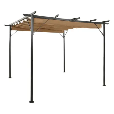 vidaXL Pergola se zatahovací střechou taupe 3 x 3 m ocel 180 g/m²