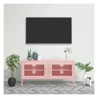 vidaXL TV skříňka růžová 105 x 35 x 50 cm ocel