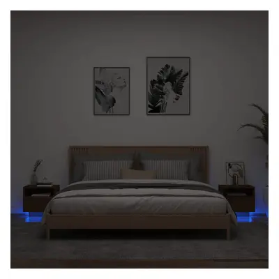 vidaXL Noční stolky s LED osvětlením 2 ks hnědý dub 40 x 39 x 37 cm