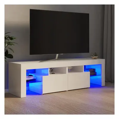 vidaXL TV skříňka s LED osvětlením bílá vysoký lesk 140x36,5x40 cm