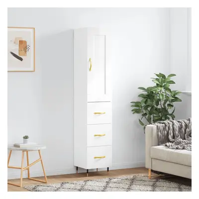 vidaXL Skříň highboard bílá s vysokým leskem 34,5x34x180 cm kompozit