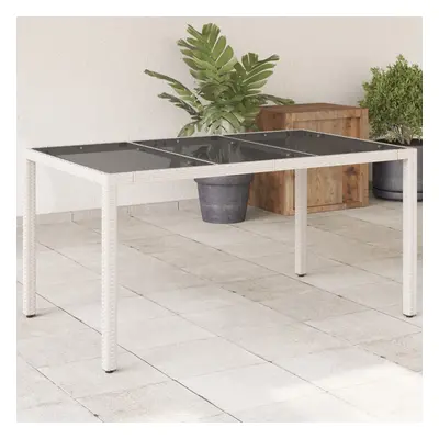 vidaXL Zahradní stůl se skleněnou deskou bílý 150x90x75 cm polyratan