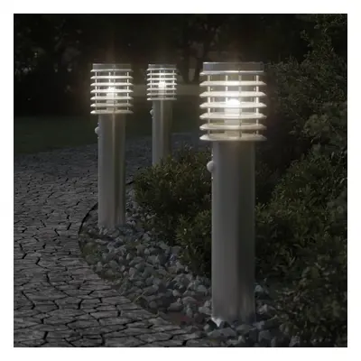 vidaXL Venkovní stojací lampy s čidly 3 ks stříbrné 60cm nerezová ocel