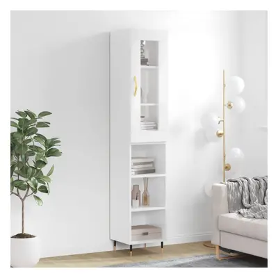 vidaXL Skříň highboard bílá s vysokým leskem 34,5x34x180 cm kompozit