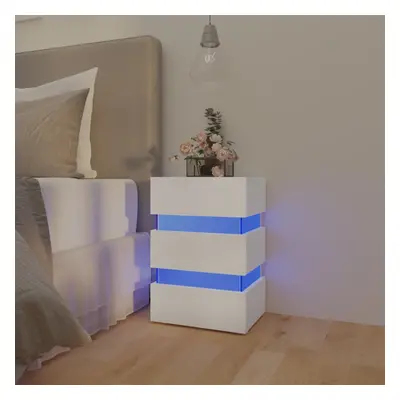 vidaXL Noční stolek s LED bílý 45 x 35 x 67 cm kompozitní dřevo