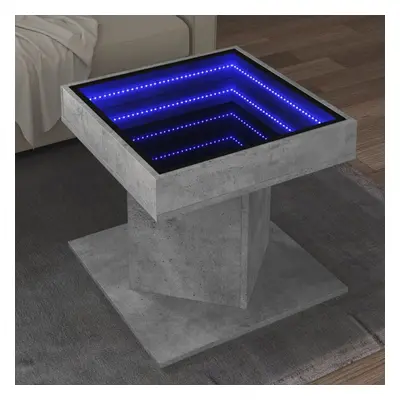 vidaXL Konferenční stolek s LED betonově šedý 50 x 50 x 45 cm kompozit