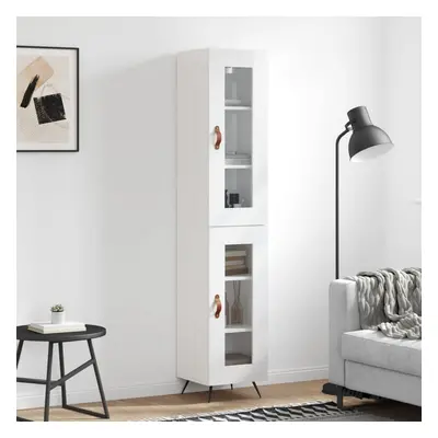 vidaXL Skříň highboard bílá s vysokým leskem 34,5x34x180 cm kompozit