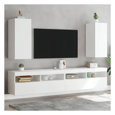 vidaXL Nástěnné TV skříňky s LED osvětlením 2 ks bílé 30,5x35x70 cm