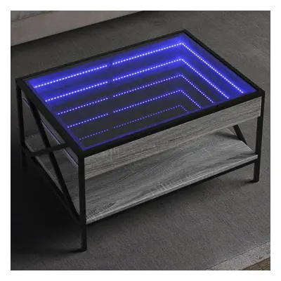 vidaXL Konferenční stolek s Infinity LED šedý sonoma 70 x 50 x 38 cm